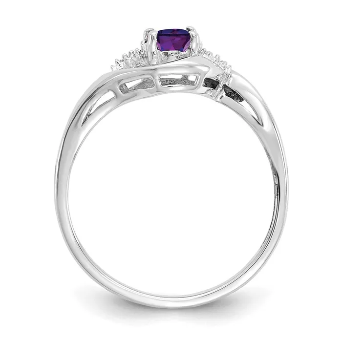 Rings Goldia Solid 14k White Gold Simulated Amethyst and CZ Ring