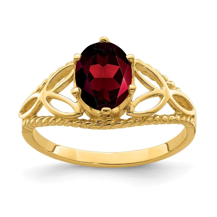 Rings Goldia Solid 14k Yellow Gold 8x6mm Oval Simulated Garnet Ring