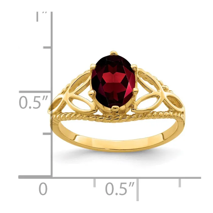 Rings Goldia Solid 14k Yellow Gold 8x6mm Oval Simulated Garnet Ring