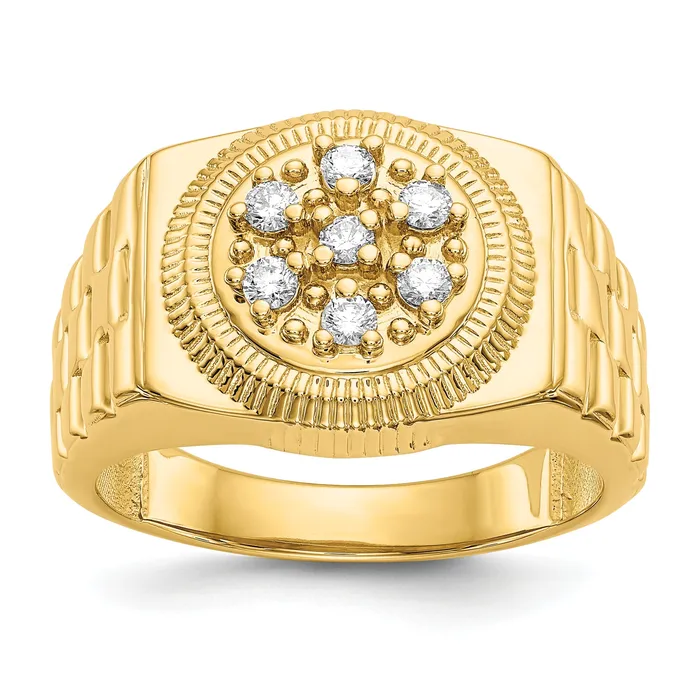 Rings Goldia Solid 14k Yellow Gold AA Simulated CZ mens Ring