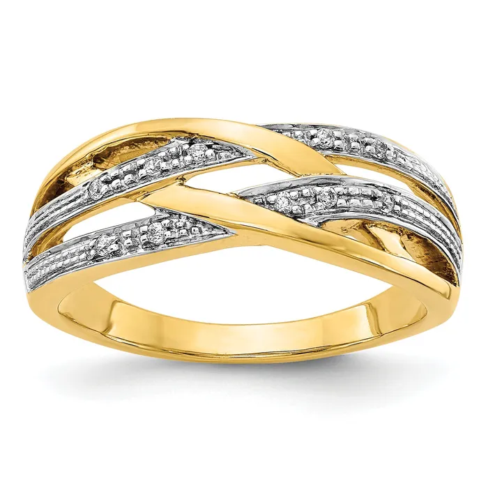 Rings Goldia Solid 14k Yellow Gold Rhodium Simulated CZ Ring