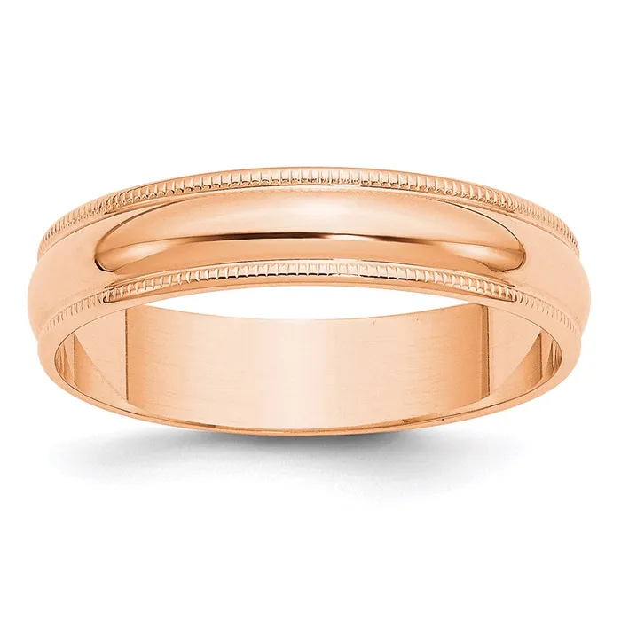 Rings Goldia Solid 14K Yellow Gold Rose Gold 5mm Light Weight Milgrain Half Round MensWomens Wedding Band Ring Size 55
