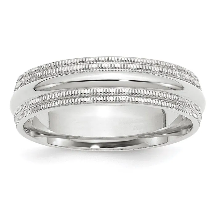 Rings Goldia Solid 18K White Gold 6mm Double Milgrain Comfort Fit MensWomens Wedding Band Ring Size 13 Rings Goldia Solid 18K White Gold 6mm Double Milgrain Comfort Fit MensWomens Wedding Band Ring Size 13