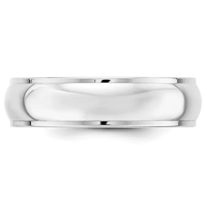 Rings Goldia Solid 18K White Gold 6mm Half Round with Edge MensWomens Wedding Band Ring Size 9