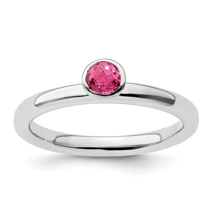Rings Goldia SS Stackable Expressions High 4mm Round Pink Tourmaline Ring