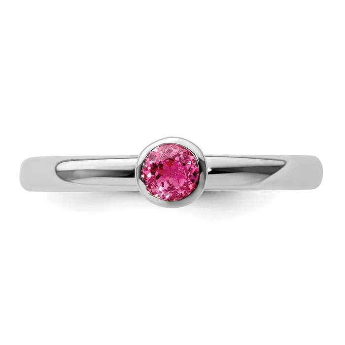 Rings Goldia SS Stackable Expressions High 4mm Round Pink Tourmaline Ring