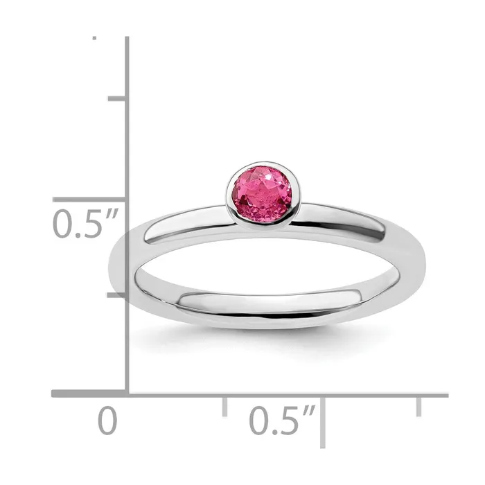 Rings Goldia SS Stackable Expressions High 4mm Round Pink Tourmaline Ring