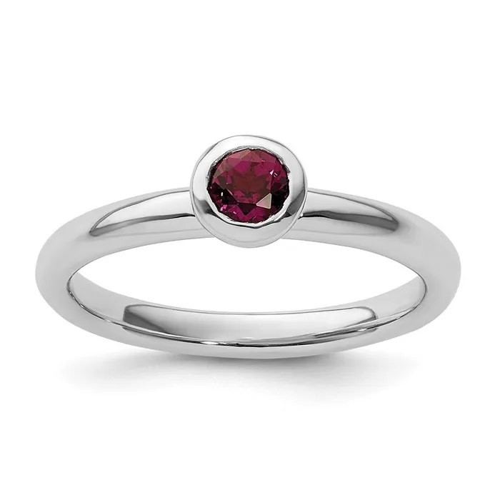 Rings Goldia SS Stackable Expressions Low 4mm Round Rhodolite Garnet Ring