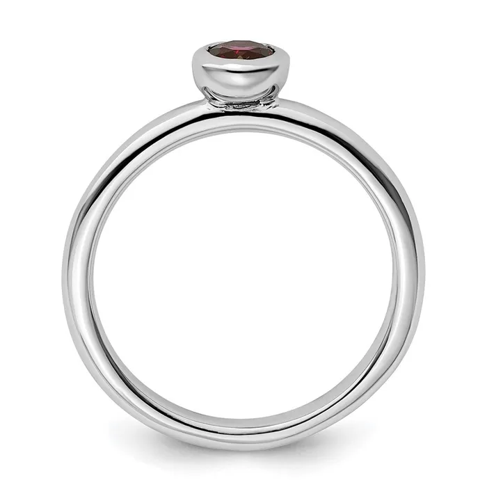 Rings Goldia SS Stackable Expressions Low 4mm Round Rhodolite Garnet Ring