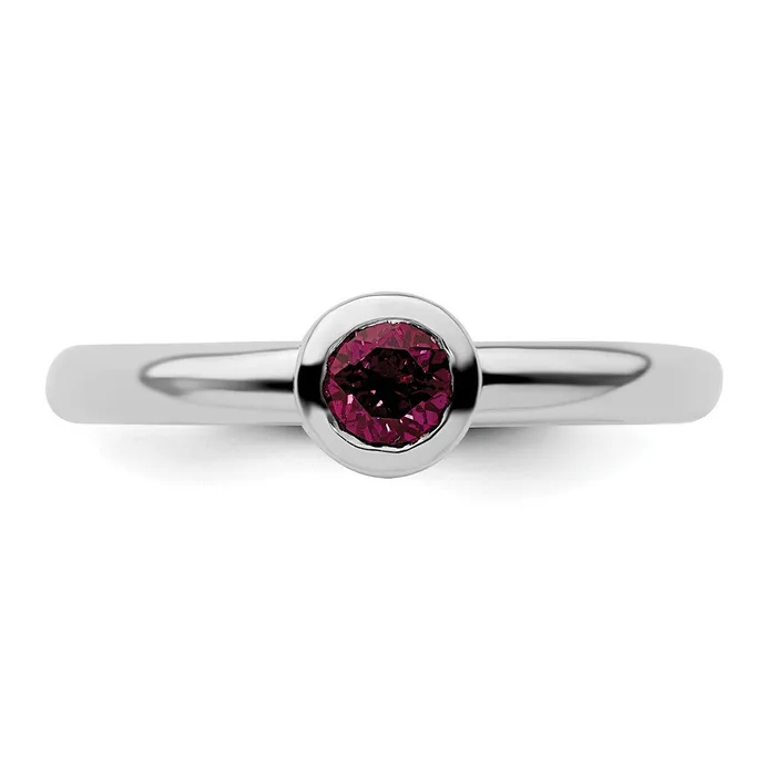 Rings Goldia SS Stackable Expressions Low 4mm Round Rhodolite Garnet Ring
