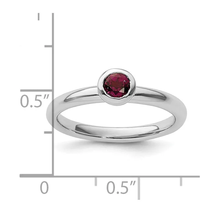 Rings Goldia SS Stackable Expressions Low 4mm Round Rhodolite Garnet Ring