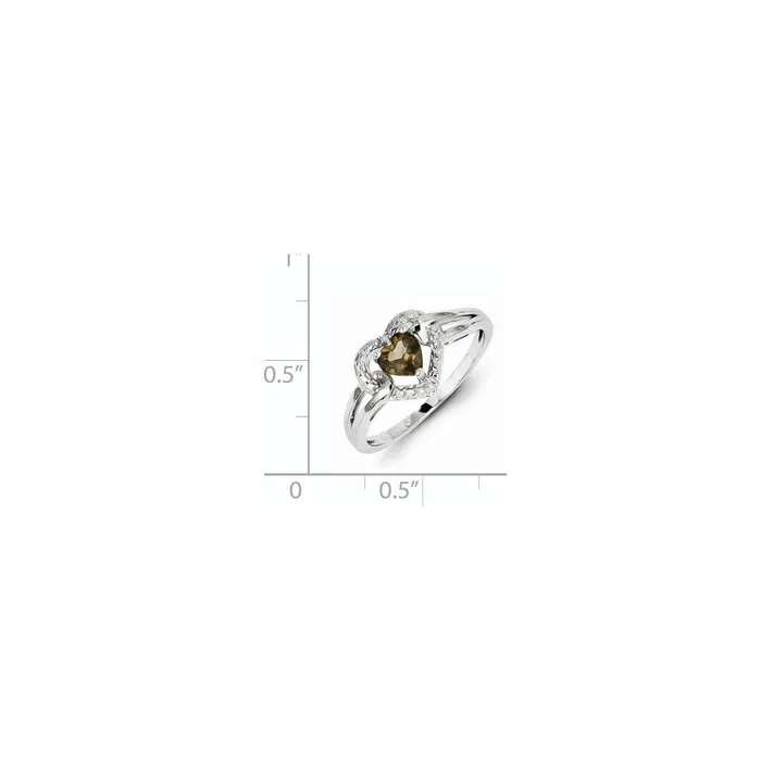 Rings Goldia Sterling Silver Smoky Quartz Diamond Ring