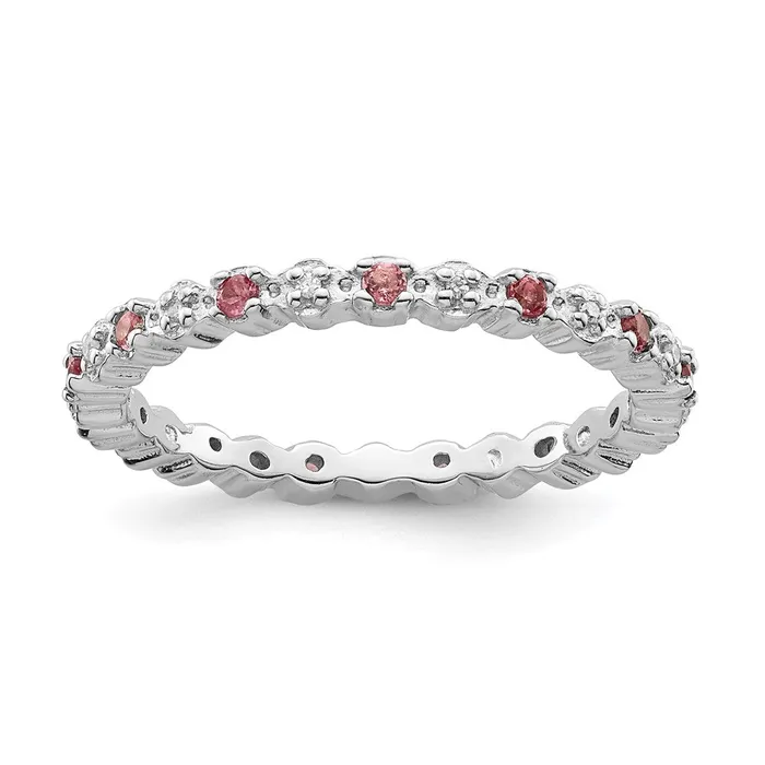 Rings Goldia Sterling Silver Stackable Expressions Pink Tourm u0026 Diamond Ring Rings Goldia Sterling Silver Stackable Expressions Pink Tourm u0026 Diamond Ring