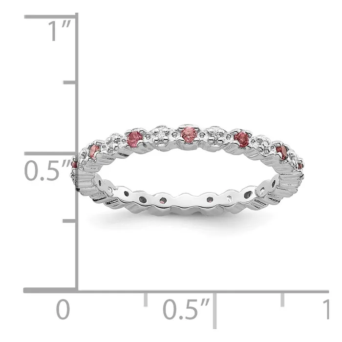 Rings Goldia Sterling Silver Stackable Expressions Pink Tourm u0026 Diamond Ring