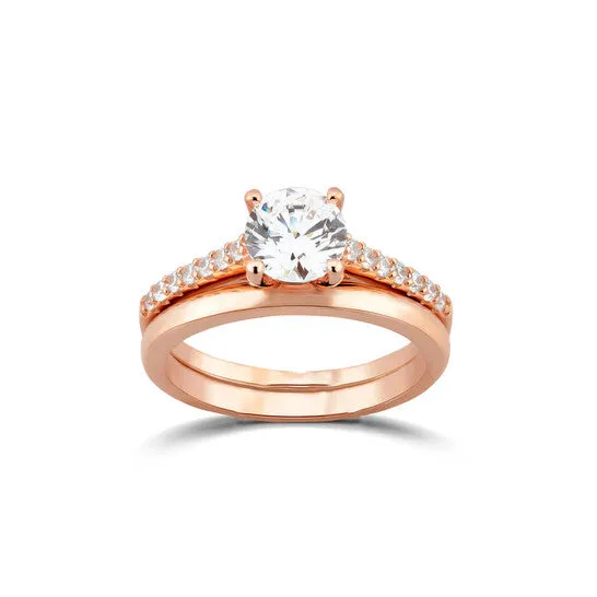 Rings JMS always Original DiamondMuse 188 cttw Rose Gold Plated over Sterling Silver Round Swarovski Diamond Solitaire Bridal Set Rings JMS always Original DiamondMuse 188 cttw Rose Gold Plated over Sterling Silver Round Swarovski Diamond Solitaire Bridal Set