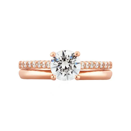 Rings JMS always Original DiamondMuse 188 cttw Rose Gold Plated over Sterling Silver Round Swarovski Diamond Solitaire Bridal Set