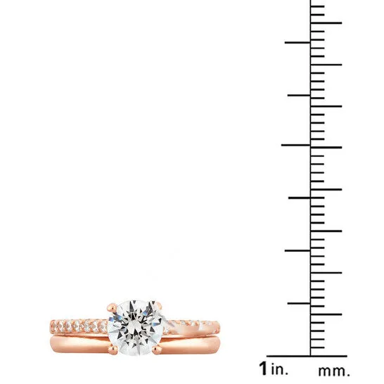 Rings JMS always Original DiamondMuse 188 cttw Rose Gold Plated over Sterling Silver Round Swarovski Diamond Solitaire Bridal Set