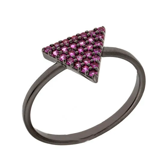 Rings Original Elegant Confetti Womens 18K Black Gold Plated Pink CZ Simulated Diamond Pave Stackable Triangle Ring JMS always Rings Original Elegant Confetti Womens 18K Black Gold Plated Pink CZ Simulated Diamond Pave Stackable Triangle Ring JMS always
