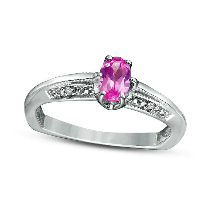 Rings Oval LabCreated Pink Sapphire and Diamond Accent Antique VintageStyle Ring in Sterling Silver Goldia Rings Oval LabCreated Pink Sapphire and Diamond Accent Antique VintageStyle Ring in Sterling Silver Goldia
