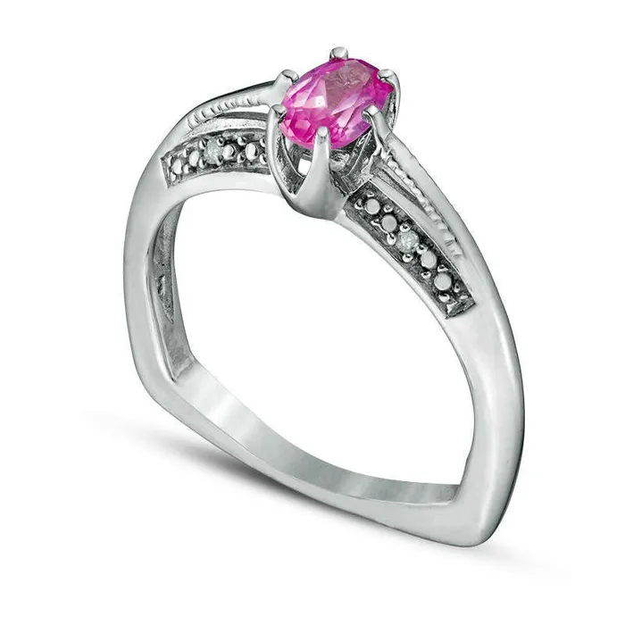 Rings Oval LabCreated Pink Sapphire and Diamond Accent Antique VintageStyle Ring in Sterling Silver Goldia Rings Oval LabCreated Pink Sapphire and Diamond Accent Antique VintageStyle Ring in Sterling Silver Goldia