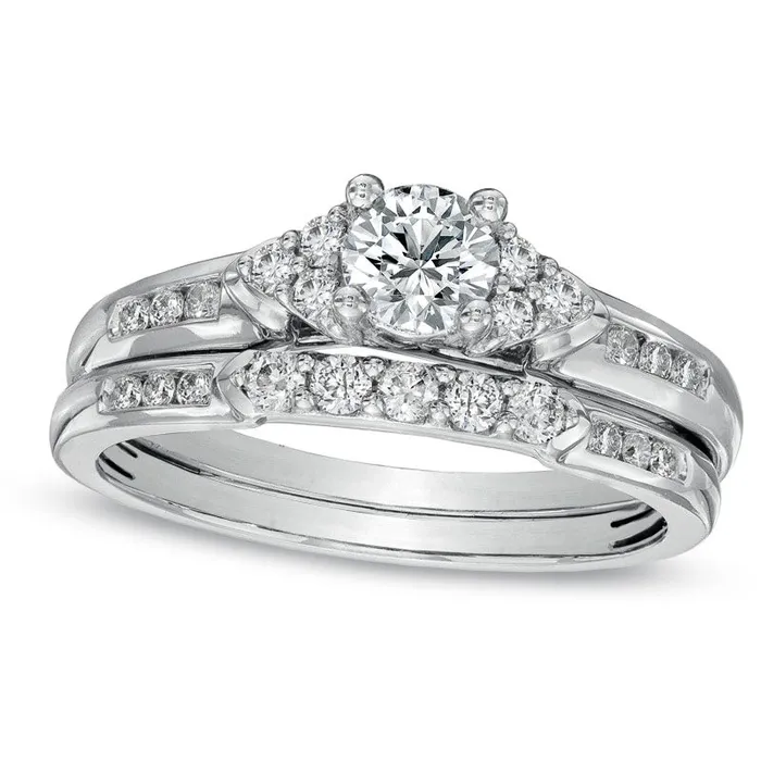 Rings Previously Owned 075 CT TW Natural Diamond Bridal Engagement Ring Set in Solid 14K White Gold Goldia Rings Previously Owned 075 CT TW Natural Diamond Bridal Engagement Ring Set in Solid 14K White Gold Goldia