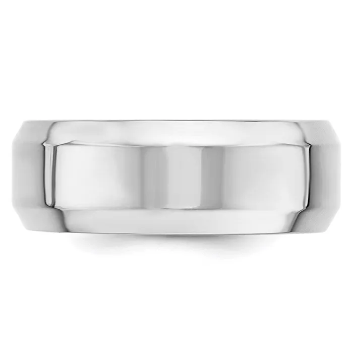 Rings Solid 14K White Gold 8mm Bevel Edge Comfort Fit MensWomens Wedding Band Ring Size 65 Goldia Rings Solid 14K White Gold 8mm Bevel Edge Comfort Fit MensWomens Wedding Band Ring Size 65 Goldia