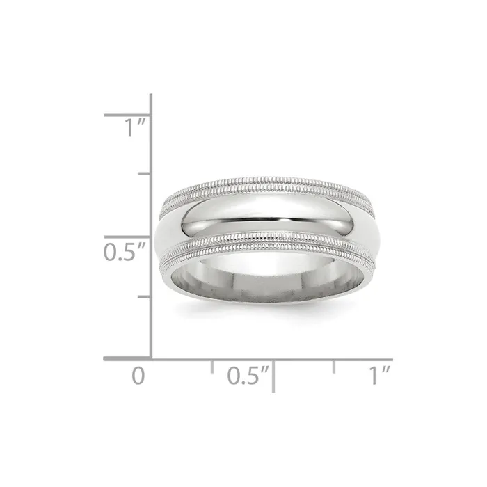 Rings Solid 14K White Gold 8mm Double Milgrain Comfort Fit MensWomens Wedding Band Ring Size 10 Goldia Rings Solid 14K White Gold 8mm Double Milgrain Comfort Fit MensWomens Wedding Band Ring Size 10 Goldia