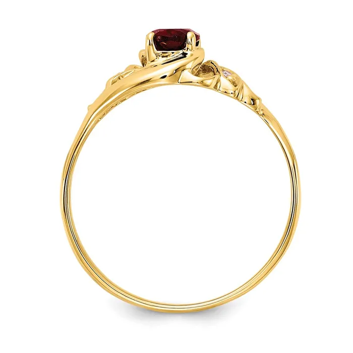 Rings Solid 14k Yellow Gold 6x4mm Oval Simulated Garnet A CZ Ring Goldia