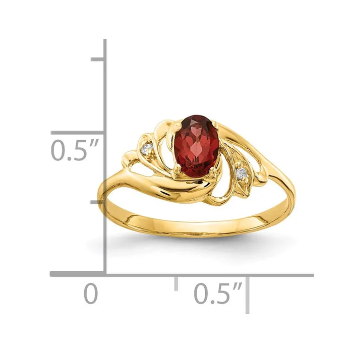 Rings Solid 14k Yellow Gold 6x4mm Oval Simulated Garnet A CZ Ring Goldia