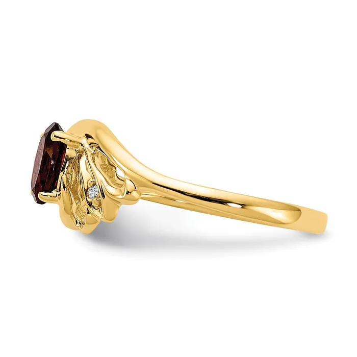 Rings Solid 14k Yellow Gold 6x4mm Oval Simulated Garnet A CZ Ring Goldia