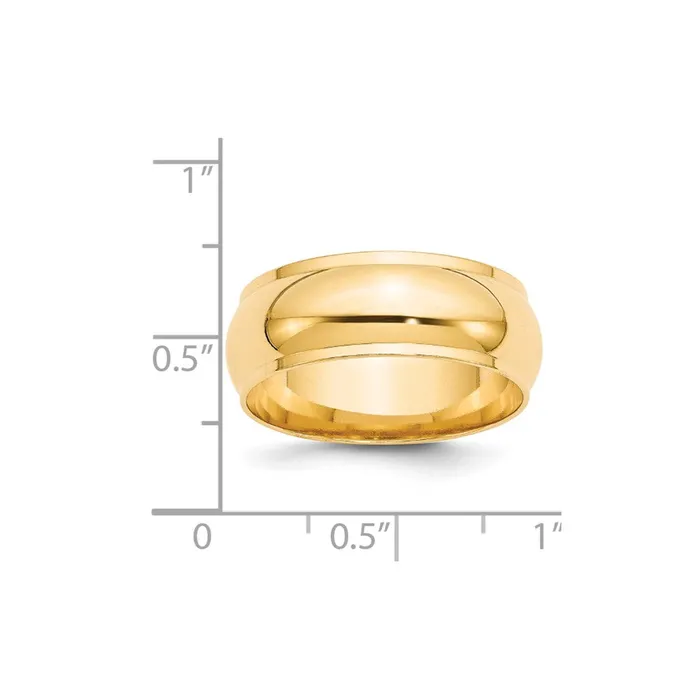 Rings Solid 18K Yellow Gold 8mm Half Round with Edge MensWomens Wedding Band Ring Size 14 Goldia Rings Solid 18K Yellow Gold 8mm Half Round with Edge MensWomens Wedding Band Ring Size 14 Goldia