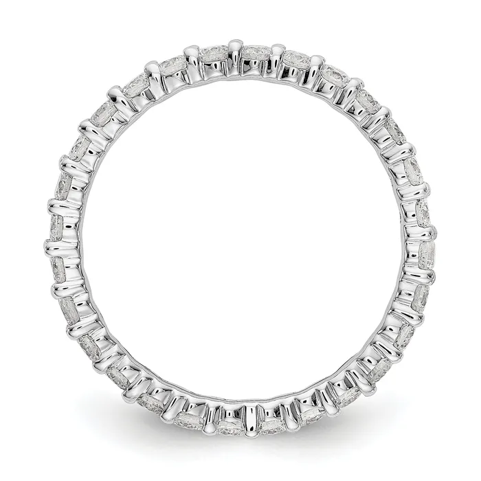 Rings Solid Real 14k White Gold Polished shared Prong 1ct CZ Eternity Wedding Band Ring Goldia