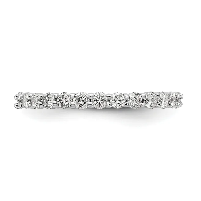 Rings Solid Real 14k White Gold Polished shared Prong 1ct CZ Eternity Wedding Band Ring Goldia