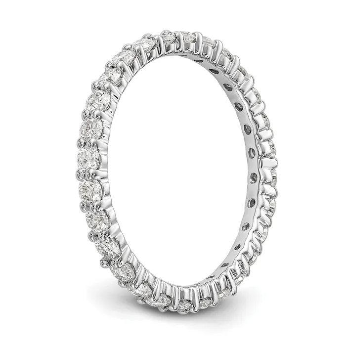 Rings Solid Real 14k White Gold Polished shared Prong 1ct CZ Eternity Wedding Band Ring Goldia