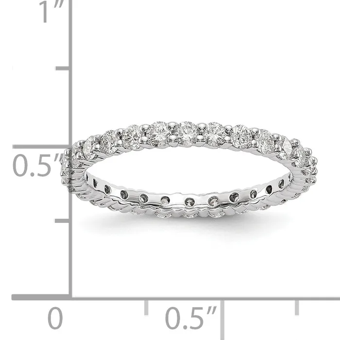 Rings Solid Real 14k White Gold Polished shared Prong 1ct CZ Eternity Wedding Band Ring Goldia