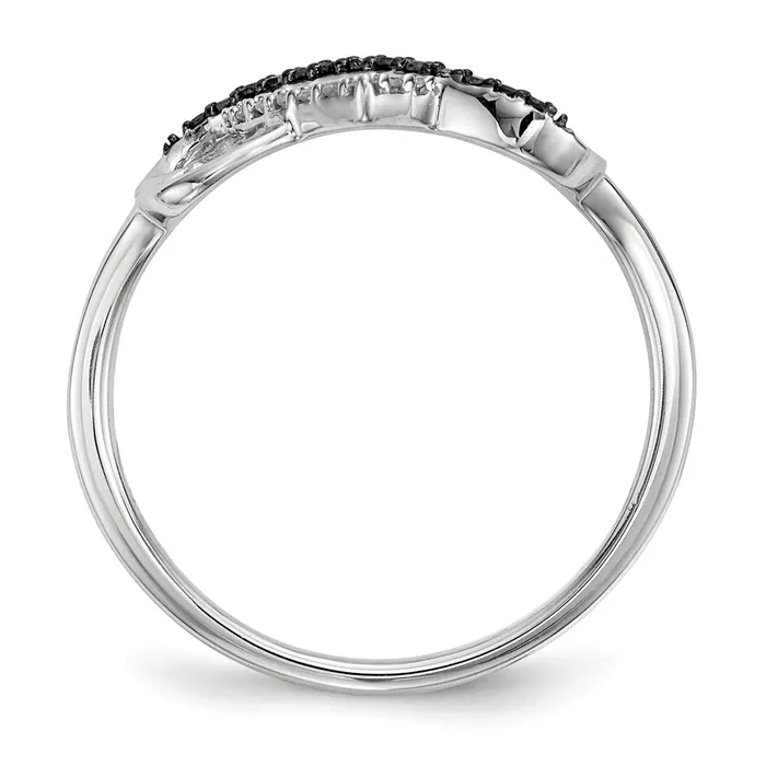 Rings Sterling Silver Black and White Diamond Triple Heart Ring Goldia