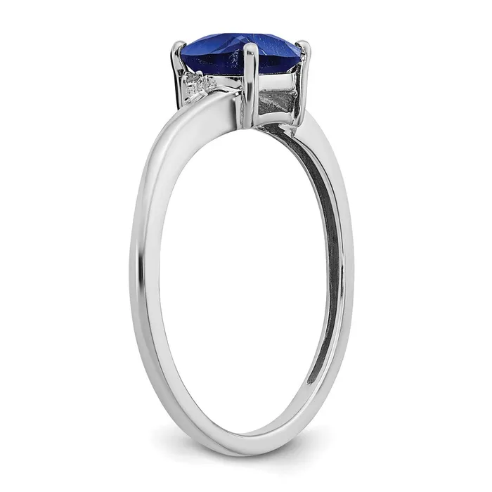 Rings Sterling Silver Created Sapphire and Diamond Ring Goldia