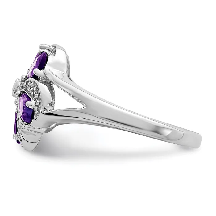 Rings Sterling Silver Rhodium Amethyst Diamond Ring Goldia