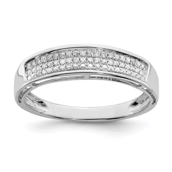 Rings Sterling Silver Rhodium Plated Diamond Ladies Band Goldia