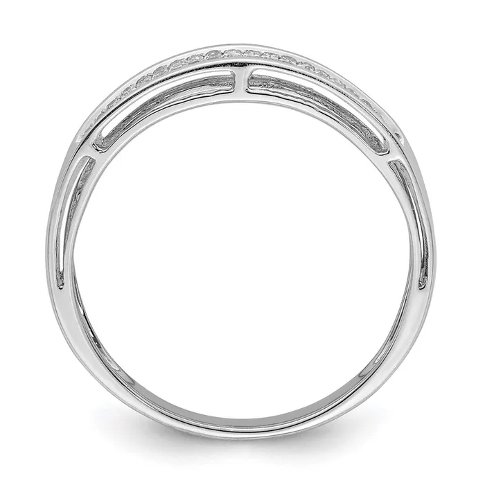 Rings Sterling Silver Rhodium Plated Diamond Ladies Band Goldia