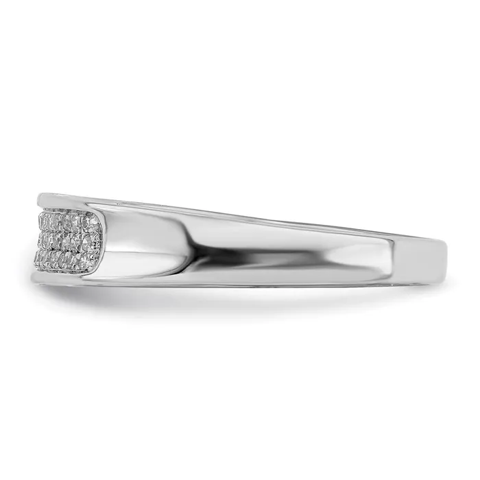 Rings Sterling Silver Rhodium Plated Diamond Ladies Band Goldia