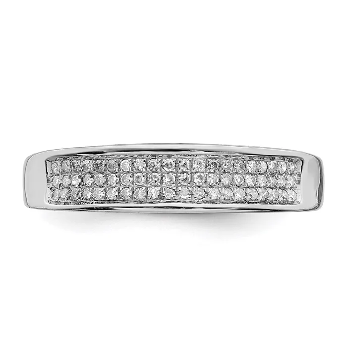 Rings Sterling Silver Rhodium Plated Diamond Ladies Band Goldia