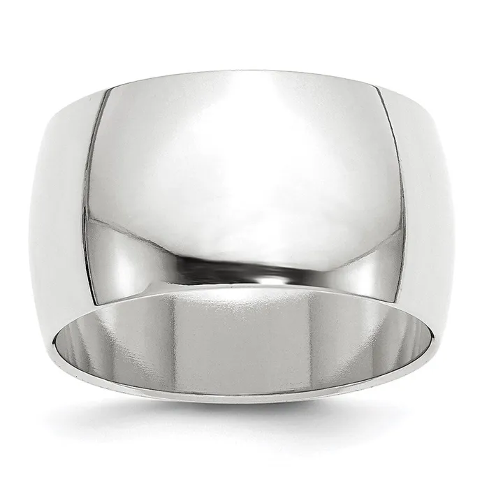 Solid 10K White Gold 12mm Half Round MensWomens Wedding Band Ring Size 135 Goldia Rings Solid 10K White Gold 12mm Half Round MensWomens Wedding Band Ring Size 135 Goldia Rings