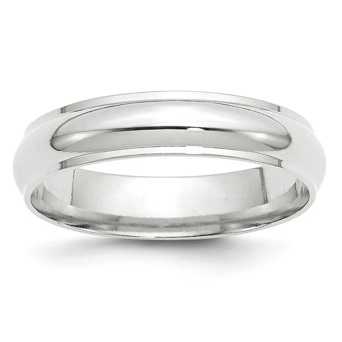 Solid 10K White Gold 5mm Half Round with Edge MensWomens Wedding Band Ring Size 75 Goldia Rings Solid 10K White Gold 5mm Half Round with Edge MensWomens Wedding Band Ring Size 75 Goldia Rings
