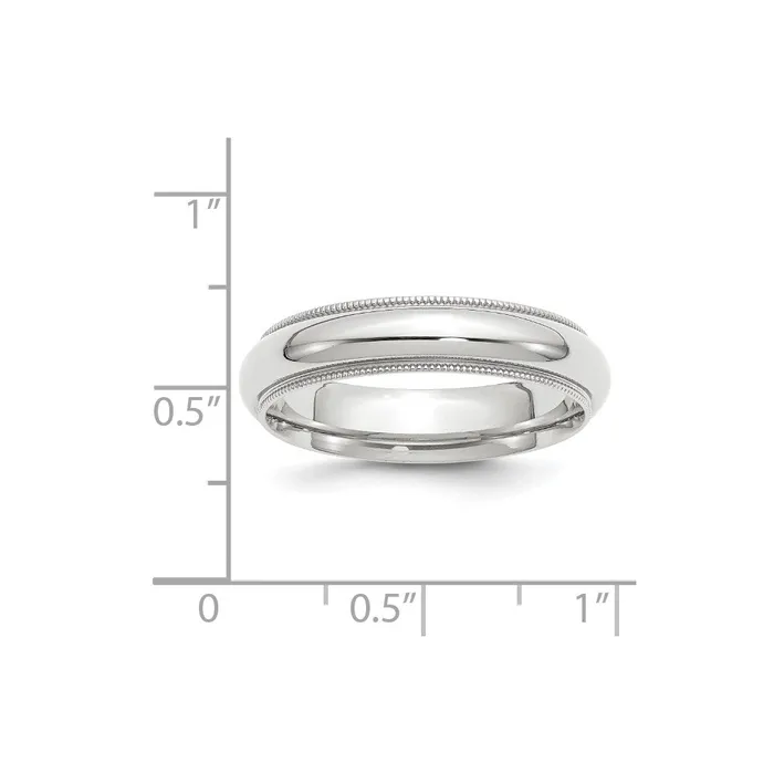 Solid 10K White Gold 5mm Milgrain Comfort Fit MensWomens Wedding Band Ring Size 125 Goldia Rings