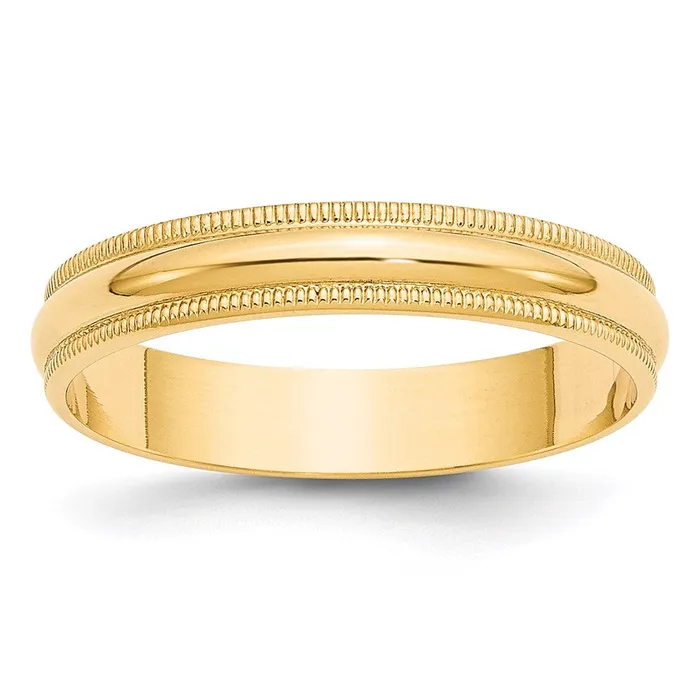 Solid 10K Yellow Gold 4mm Light Weight Milgrain Half Round MensWomens Wedding Band Ring Size 95 Goldia Rings Solid 10K Yellow Gold 4mm Light Weight Milgrain Half Round MensWomens Wedding Band Ring Size 95 Goldia Rings