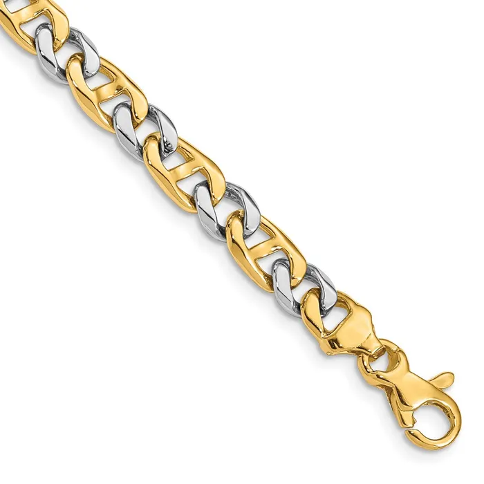 Solid 14K Twotone Gold 18 inch 56mm Hand Polished Fancy Link with Fancy Lobster Clasp Chain Necklace MDS Necklaces Solid 14K Twotone Gold 18 inch 56mm Hand Polished Fancy Link with Fancy Lobster Clasp Chain Necklace MDS Necklaces