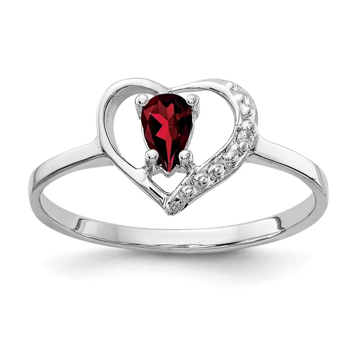 Solid 14k White Gold 5x3mm Pear Simulated Garnet AAA CZ Ring Goldia Rings