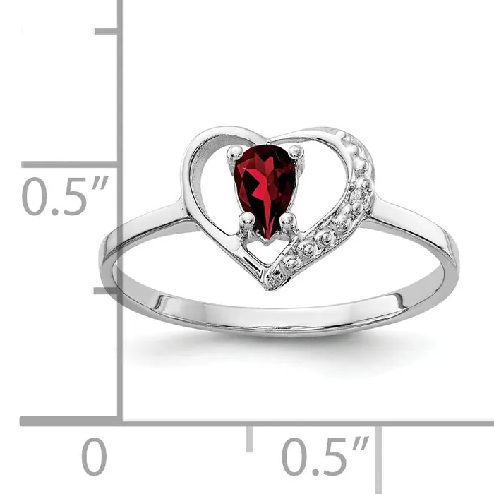 Solid 14k White Gold 5x3mm Pear Simulated Garnet AAA CZ Ring Goldia Rings