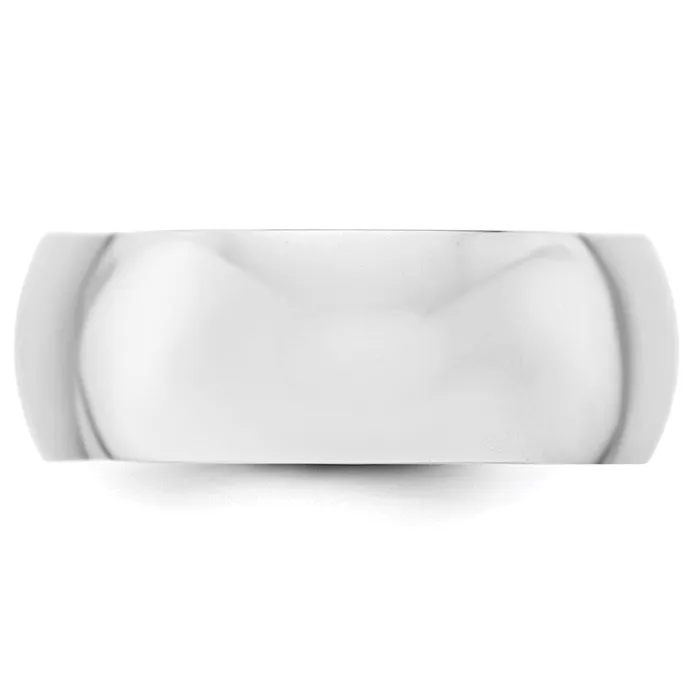 Solid 14K White Gold 8mm Half Round MensWomens Wedding Band Ring Size 135 Goldia Rings